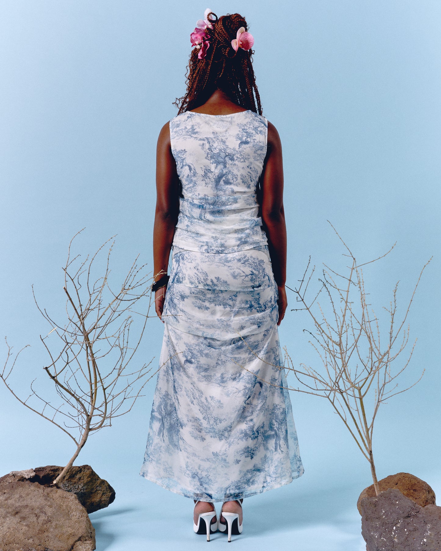 Blue Pleated Skirt