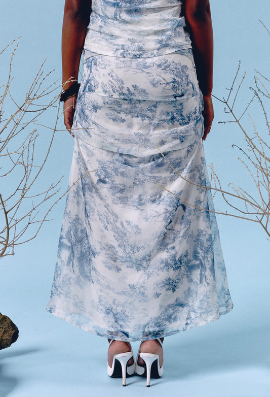 Blue Pleated Skirt
