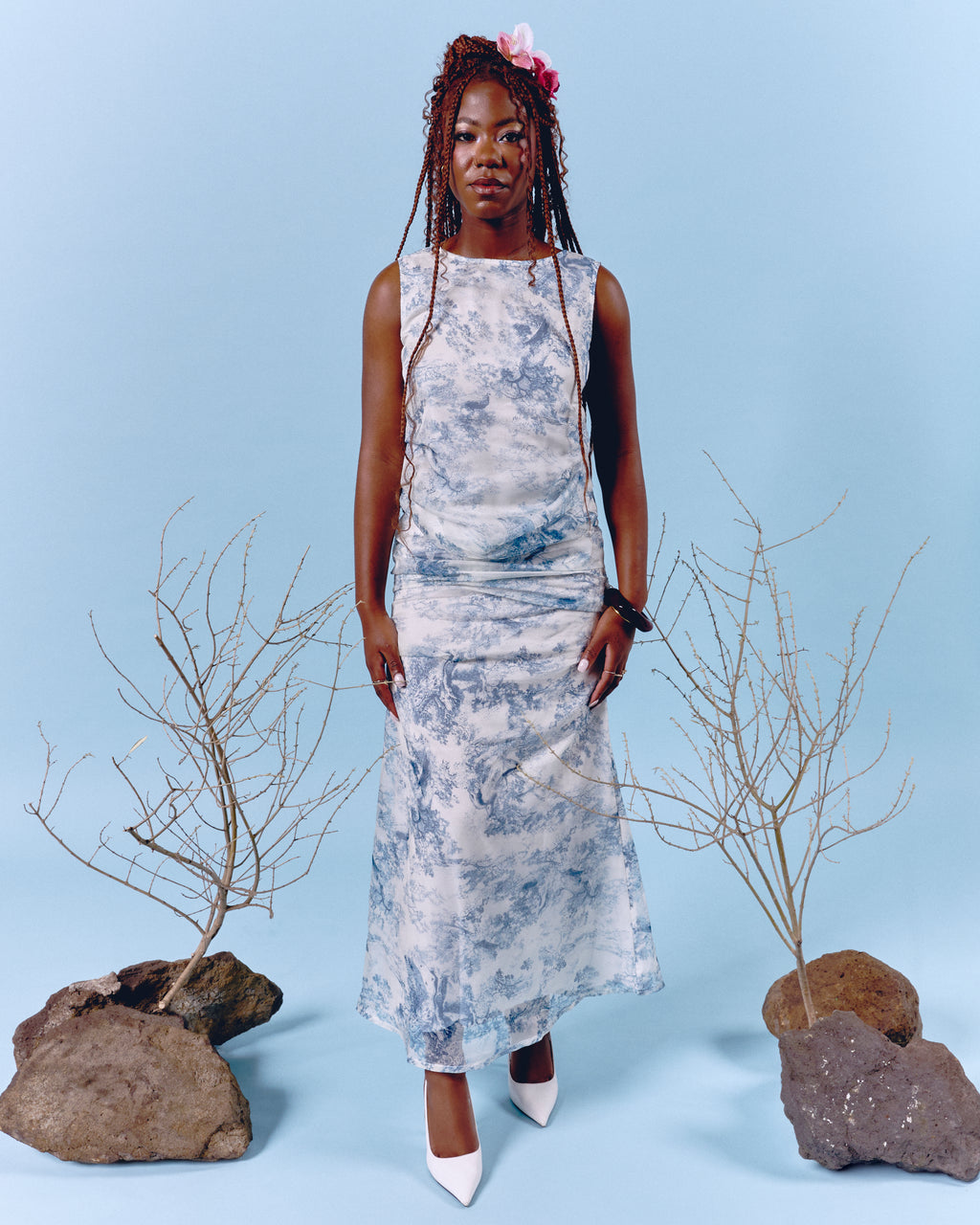 Blue Pleated Shirt Short Sleeve