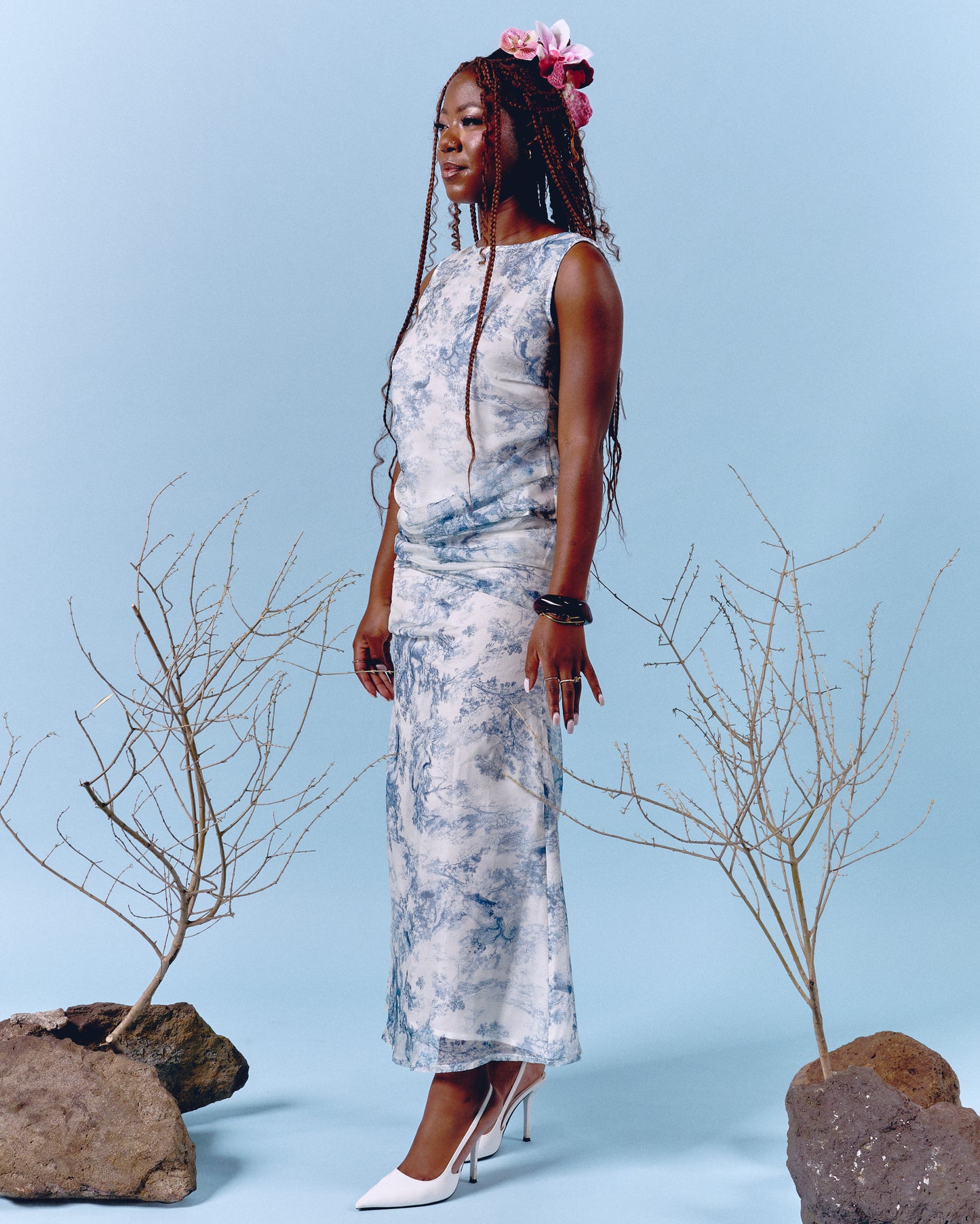 Blue Pleated Skirt